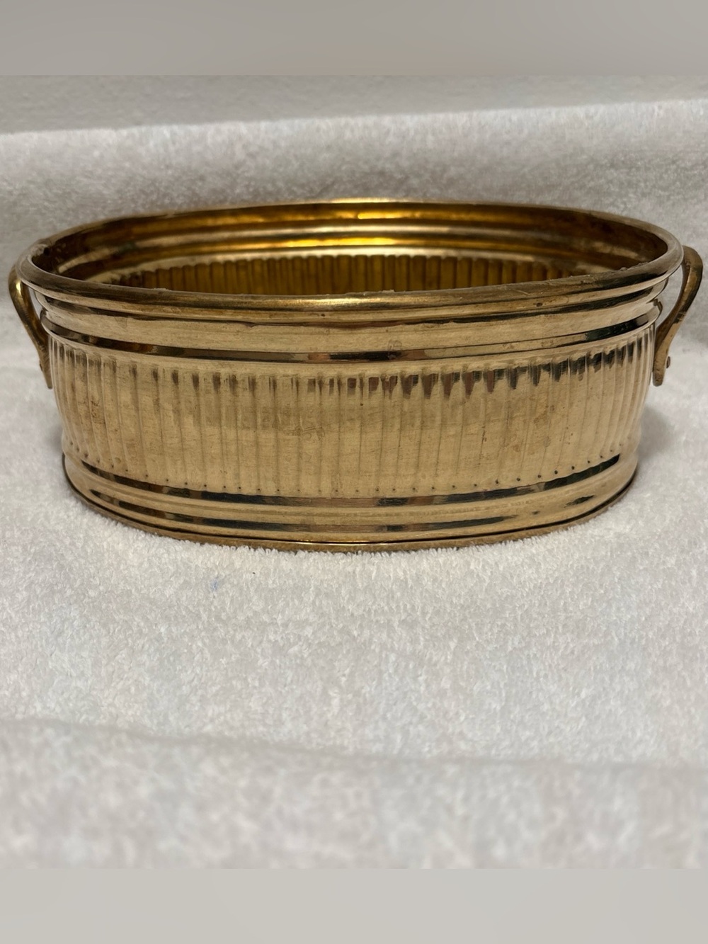 Gold Ribbed Metal Brass Container Dish Fluted